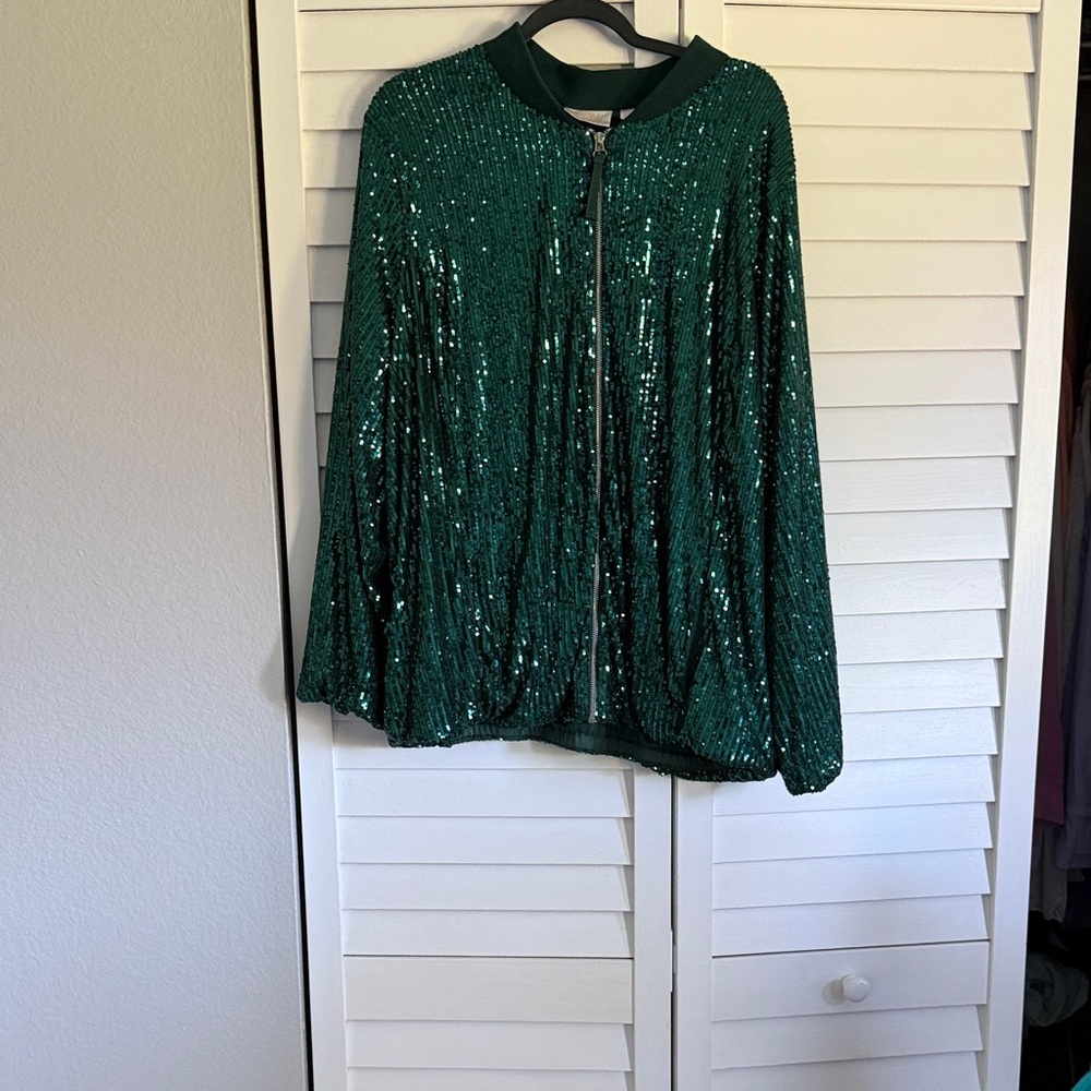 Belle by Kim Gravel Teal Sequin Jacket
